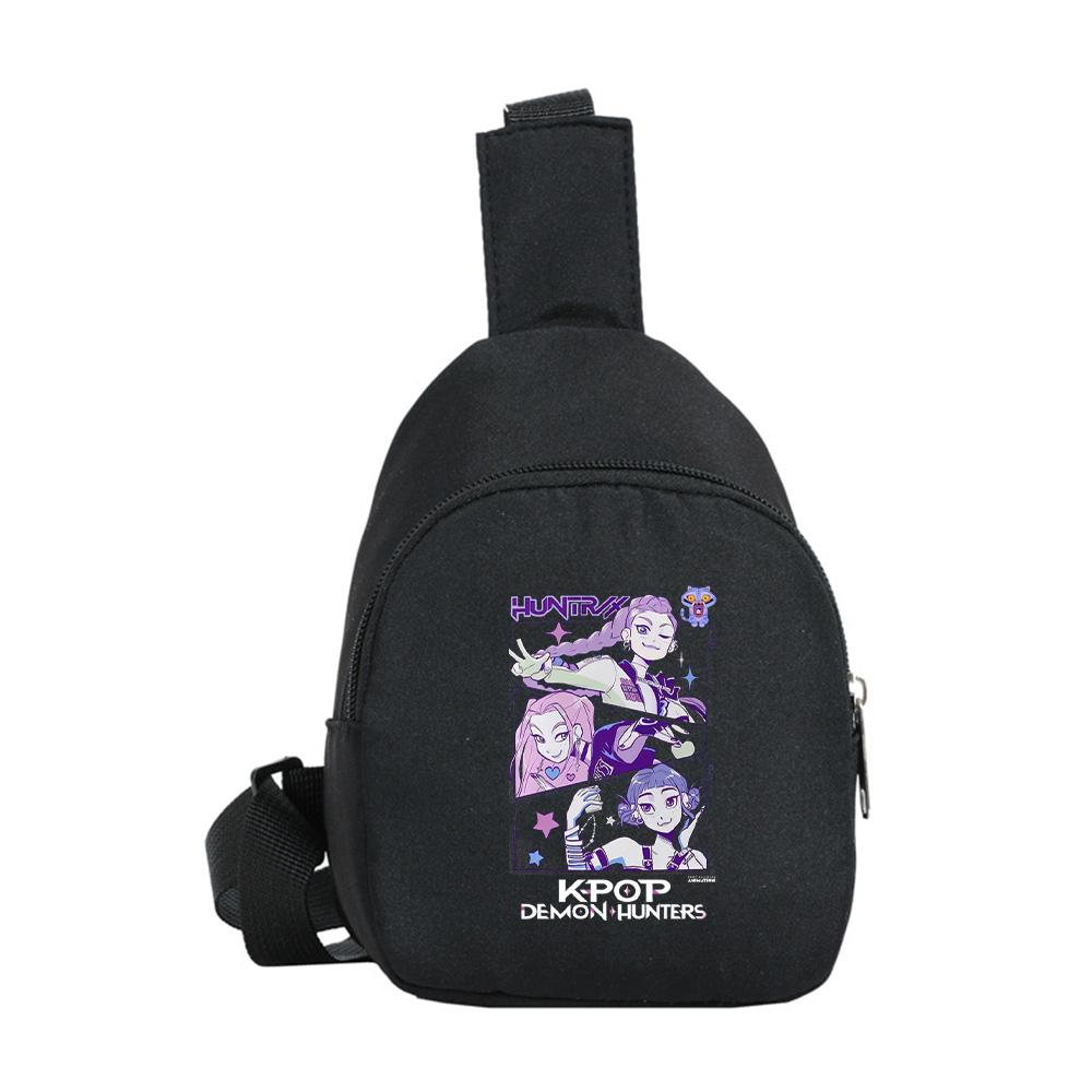 Cartoon Anime K-Pop Demon Hunters Printed Kawaii Chest Pack for Boy Girl Shoulder Bag Student Portable Crossbody Pouch Christmas Gift
