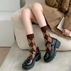 Diamond Grid Lolita Socks Women's Middle Tube Socks Polyester Cotton Socks Japanese Students Women Socks Girls Cute JK Socks