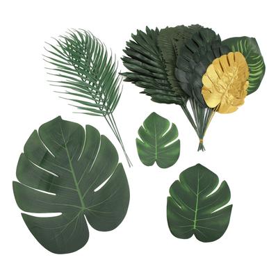 70PCS Artificial Palm Leaves 10 Kinds of Plants Simulation Tropical Plant Leaves for Hawaiian Party Decoration