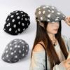 Casual Korean Style Forward Hat Polka Dot Printing Wide Brim Short Brim Berets Versatile Big Head Sun Hat Women's Spring Autumn