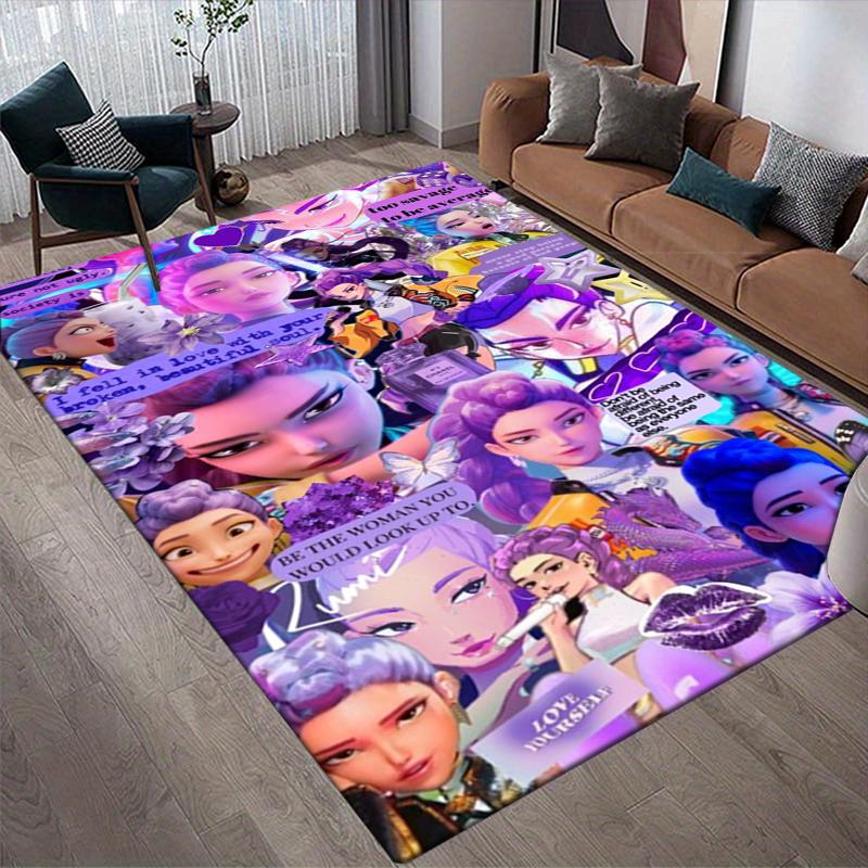 Fantasy Collage Style Crystal Velvet Rug, Soft Anti‑Slip Crystal Velvet Carpet for Living Room Bedroom Home Decor