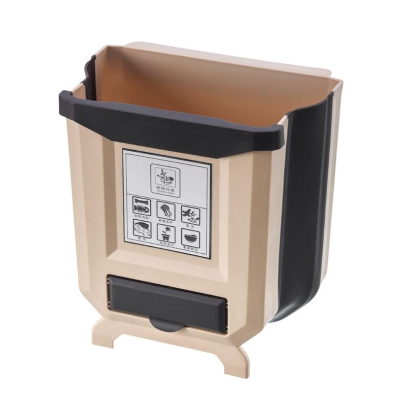 Kitchen Hanging Trash Can Counter Rubbish Bin Foldable Waste Bin Garbage Can Rubbish Bin for Home, Camping, Car 1 кофейный