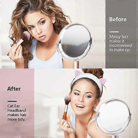 Elastic Makeup Headbands With Cat Ears, 3 Pieces