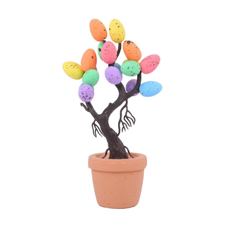 

Elegant Easters Eggs Tree Sculpture Bonsais Eye Catching Desktop Decoration Handmade Potted Plant Ornament for Home