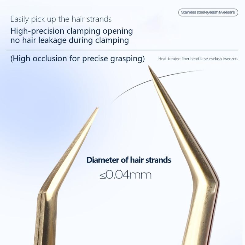 Ergonomic Grip Stainless Steel Eyelash Tweezers with Non Slip Handle for Comfortable Extended Beauty Tool