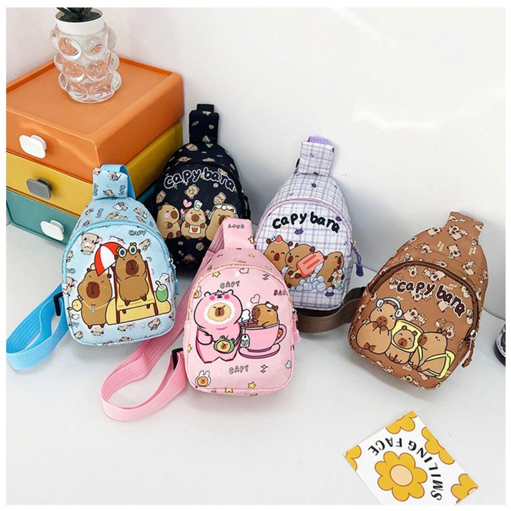 New Capybara Shoulder Bag Cartoon Animal Lightweight Chest Bag Nylon Coin Purse For Kids