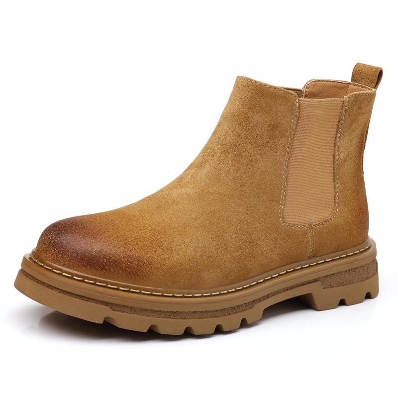 Martin boots medium top platform British Chelsea sleeve short boots retro outdoor casual big yellow boots