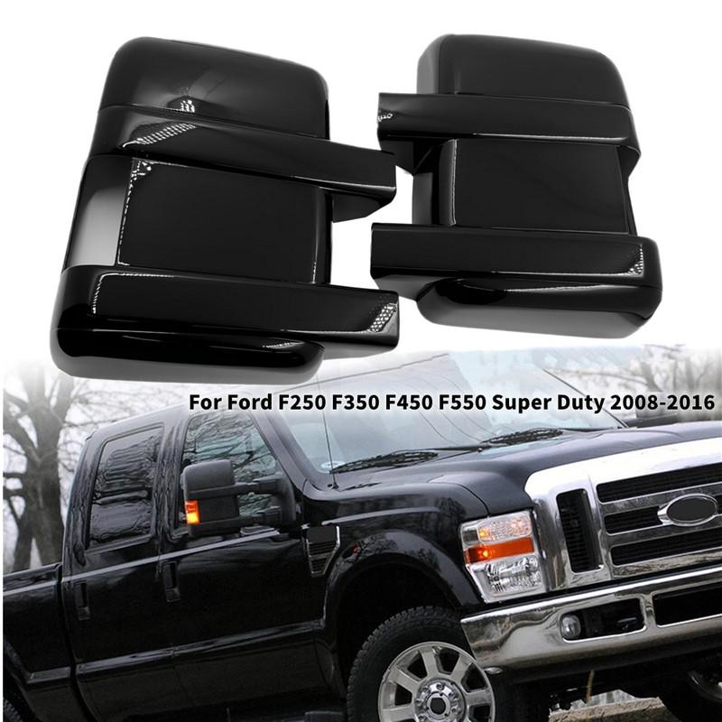 For Ford F250 F350 F450 F550 Super Duty 2008-2016 Car Rearview Side Mirror Cover Wing Cap Exterior Door Shell Trim ABS Carbon argento