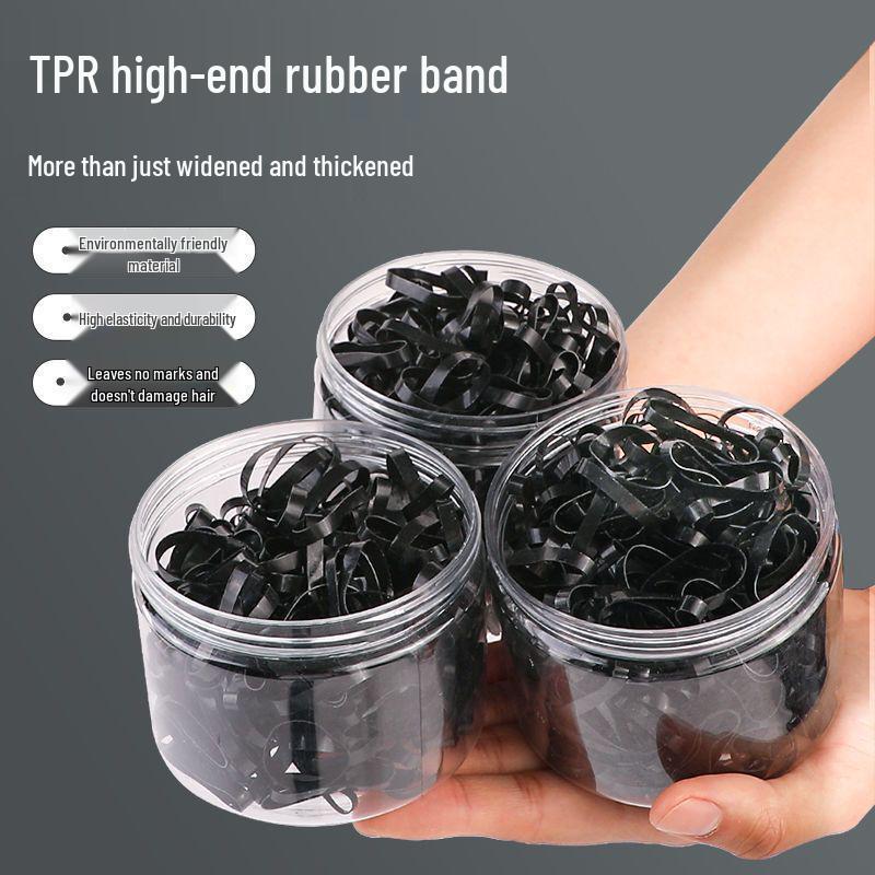 Women's Thickened Black Elastic Hair Ties - Durable, High-Elasticity Rubber Bands for Adult Hairstyles