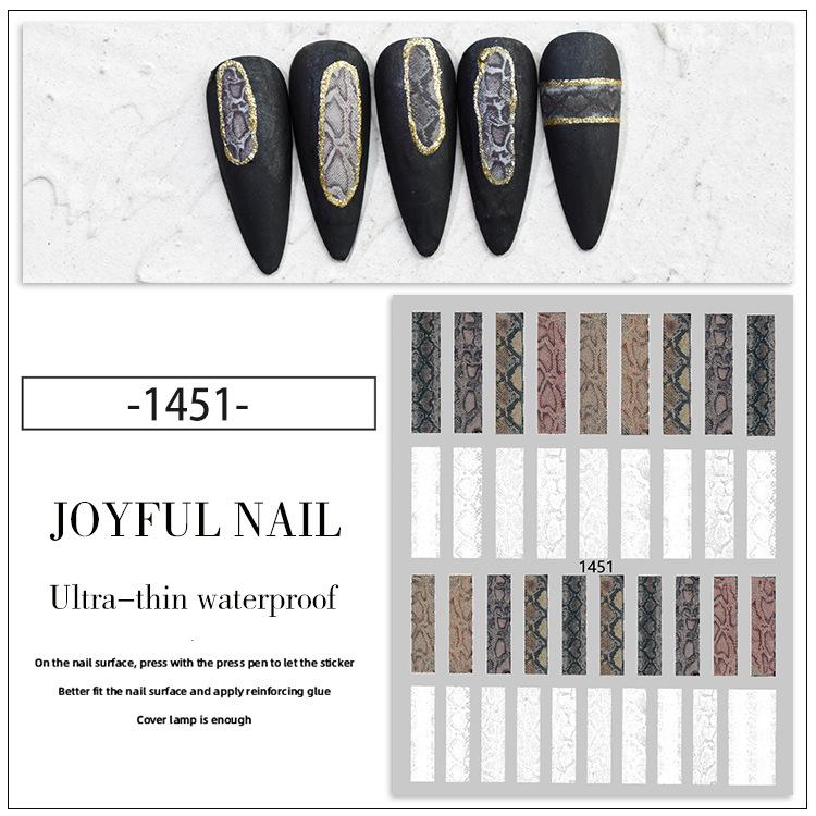 Leopard Print Nail Stickers 3D Striped Nail Patches for Self-adhesive Adhesive Nail Patches