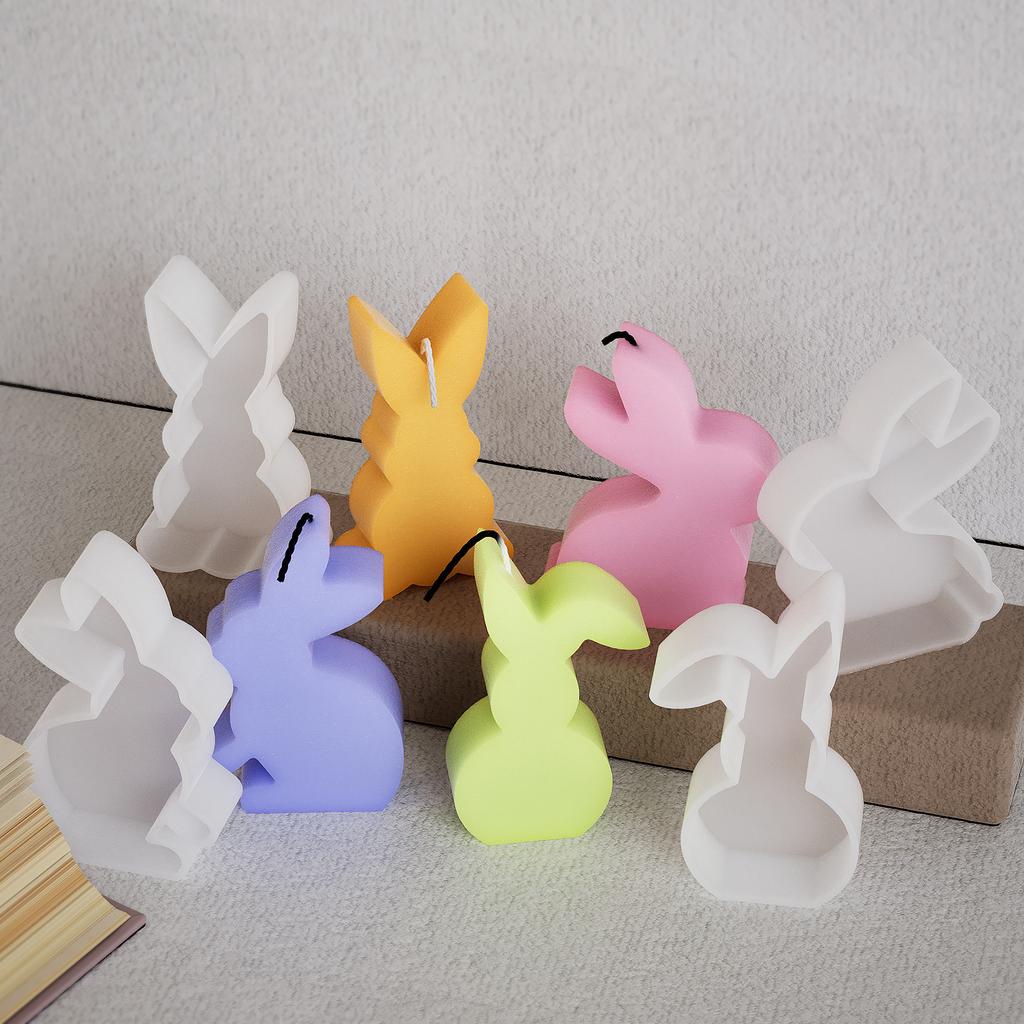 Easter Bunny Silicone Mold Bunny Plaster Ornament Mold Cute Rabbit Aroma Candle Mold Home Decor Easter Handmade Gifts