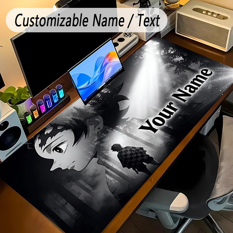 Großes Mauspaddämonenjäger Benutzerdefinierter Name Text Personalisierte Schreibtischmatte Rutschfeste Gaming-Matte