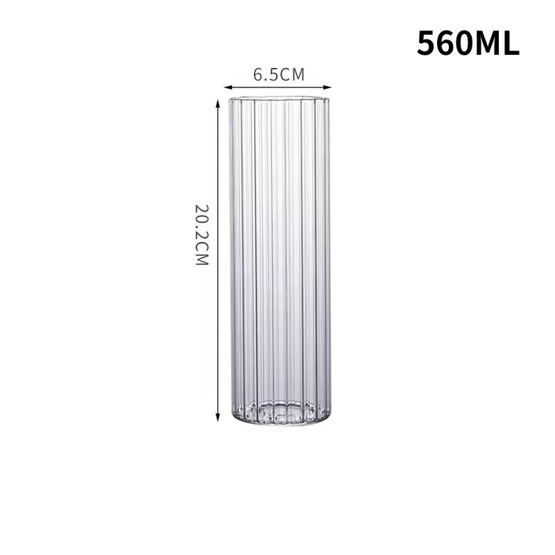 Heat-Resistant Stripe Glass Cup Transparent Coffee Mug Drinking Glasses Juice Milk Tea Cups Cocktail Glasses Beverages Drinkware
