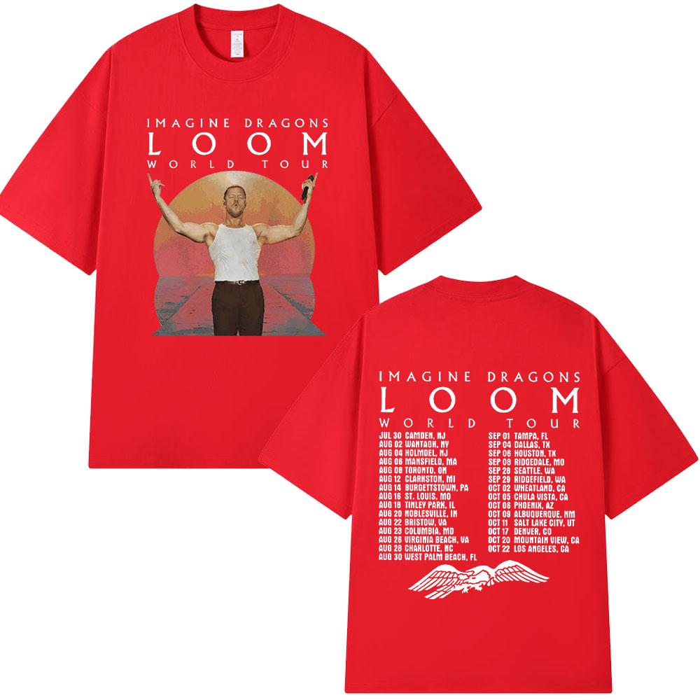 Rock Band Imagine Dragons Loom World Tour T Shirt Hip Hop Street Style T-shirt Men's Women Clothing Cotton Short Sleeve T-shirts