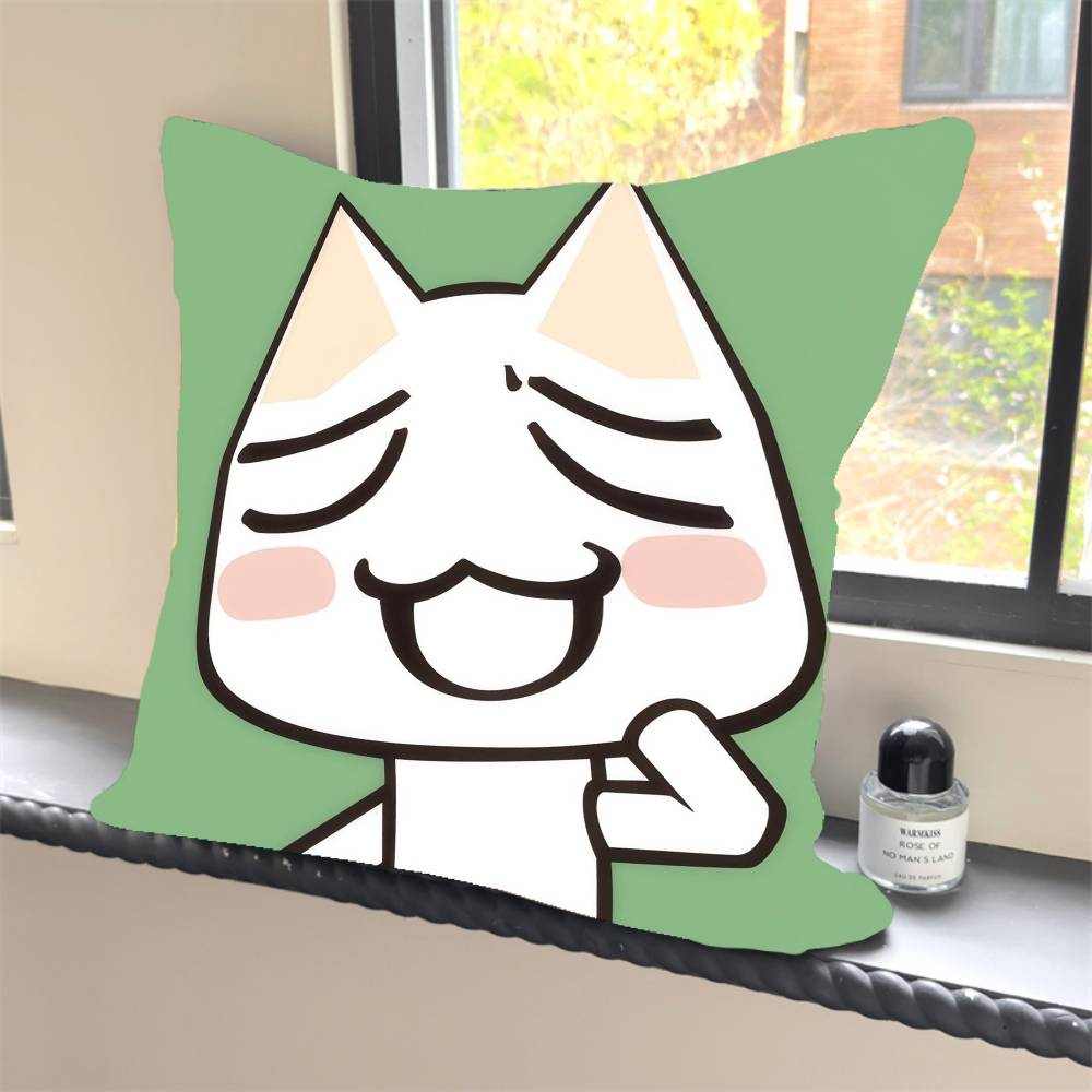 Cute Cartoon Toro Inoue Kawaii Cat Pillow Case Square Pillow Bedroom Sofa Leisure Comfort Cushion Car Home Decoration