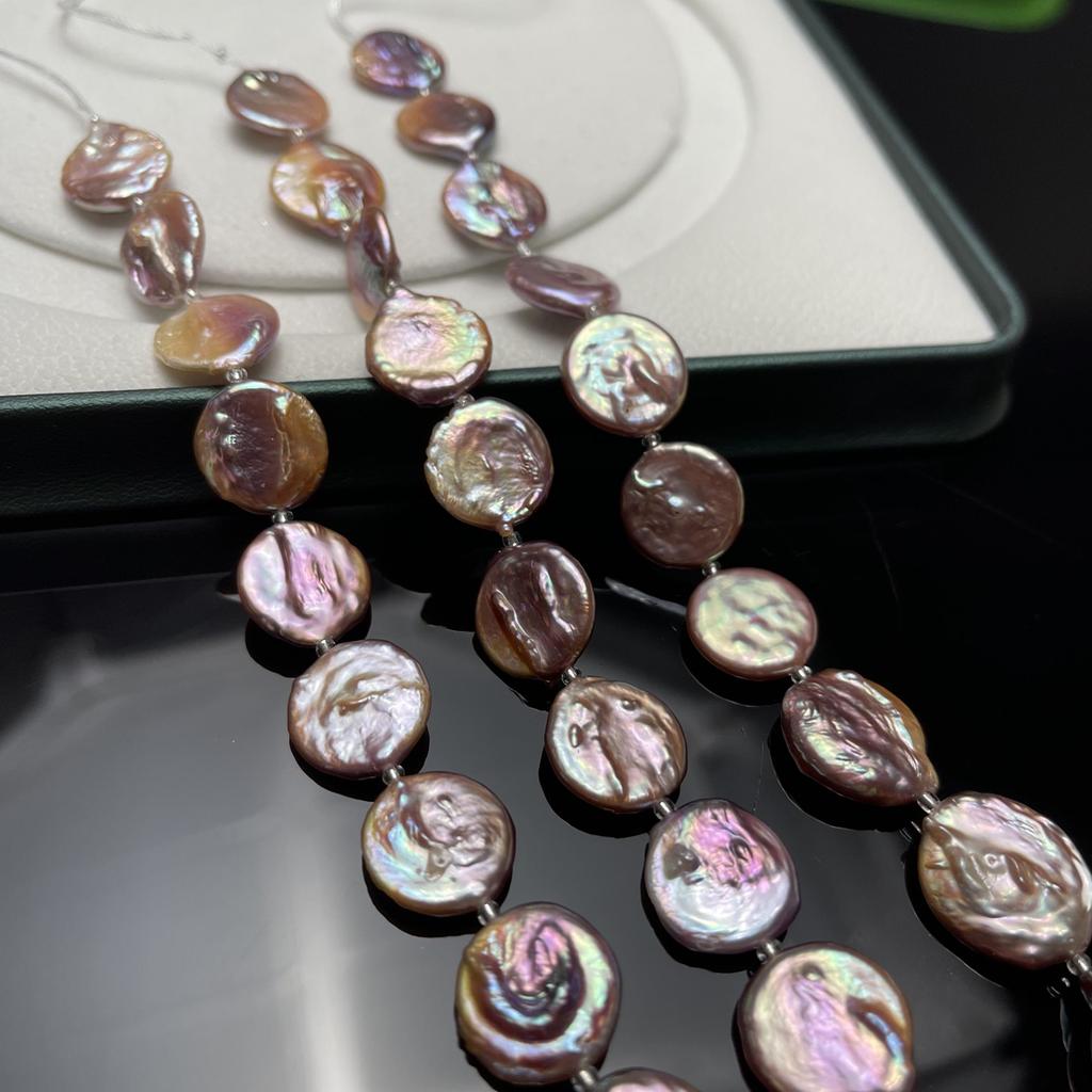 1String, Baroque Style Round Purple Artificial Pearl Beads, 1.5-1.6cm, for Jewelry Making DIY Necklace, Bracelet, Anklet Accessories Crafts Gifts 18cm