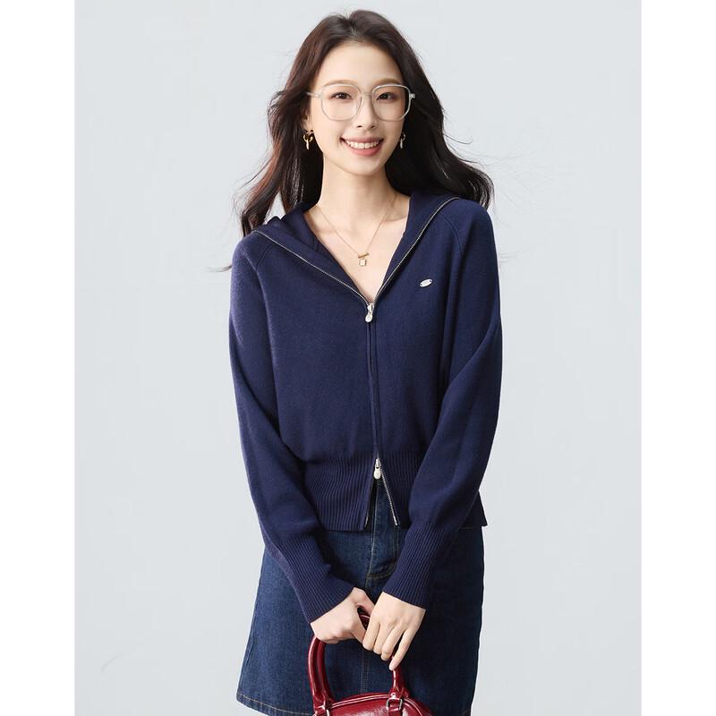 TERRE BLEUE Women's Hooded Knit Cardigan Jacket