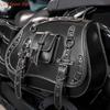 Y4UA 1 Pair Leather Side Bag Waterproof Travel Luggage Storage Bag Motorcycle Tool Bag Over Saddlebag Punk Saddlebag