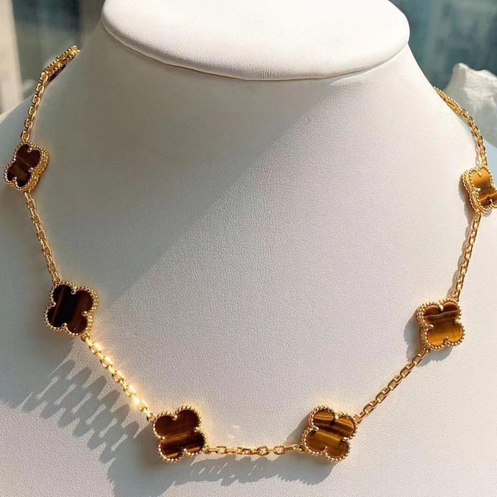 10-Blumen-Halskette für Damen Kleeblatt-Halskette Leichter Luxus Mode Vielseitig und Elegant Perfektes Geschenk für Freundin Choker-Halskette
