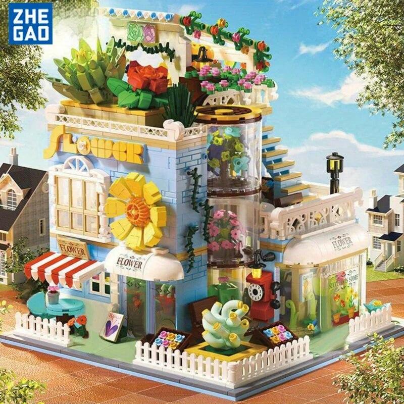 

2091 шт., набор строительных блоков для суккулентного цветочного дома, игрушки для сборки цветочного дома, украшения строительных блоков для сборки цветов DZ6120