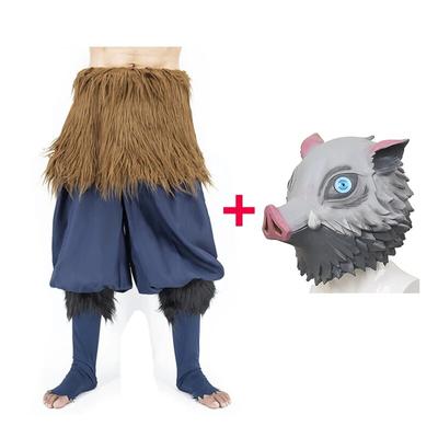 Anime Hashibira Inosuke Cosplay Costume Demon Slayer Kimetsu No Yaiba Pig Silicone Mask Halloween Party Pants