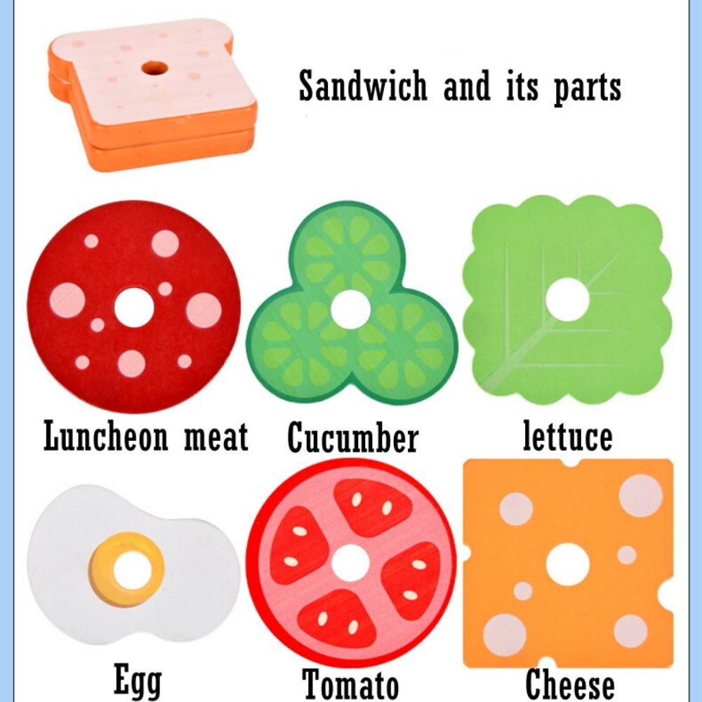 Montessori Wooden Burger Stacking Toys for Toddlers and Kids Preschool Educational Toys Fine Motor Skill Toy