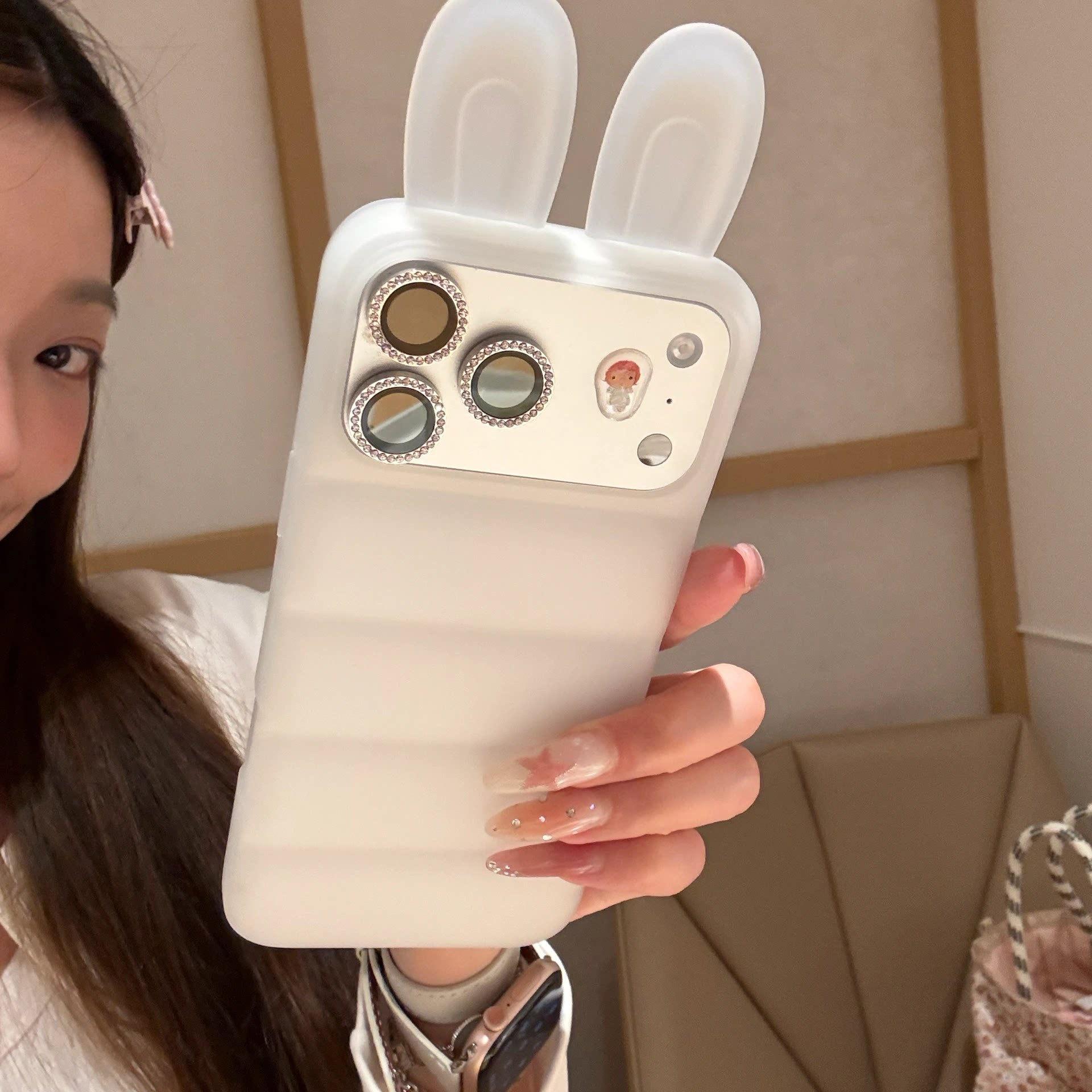 

Cartoon Rabbit Ear Shockproof Jacket Case for iPhone 15/17/16 ProMax. iPhone 15