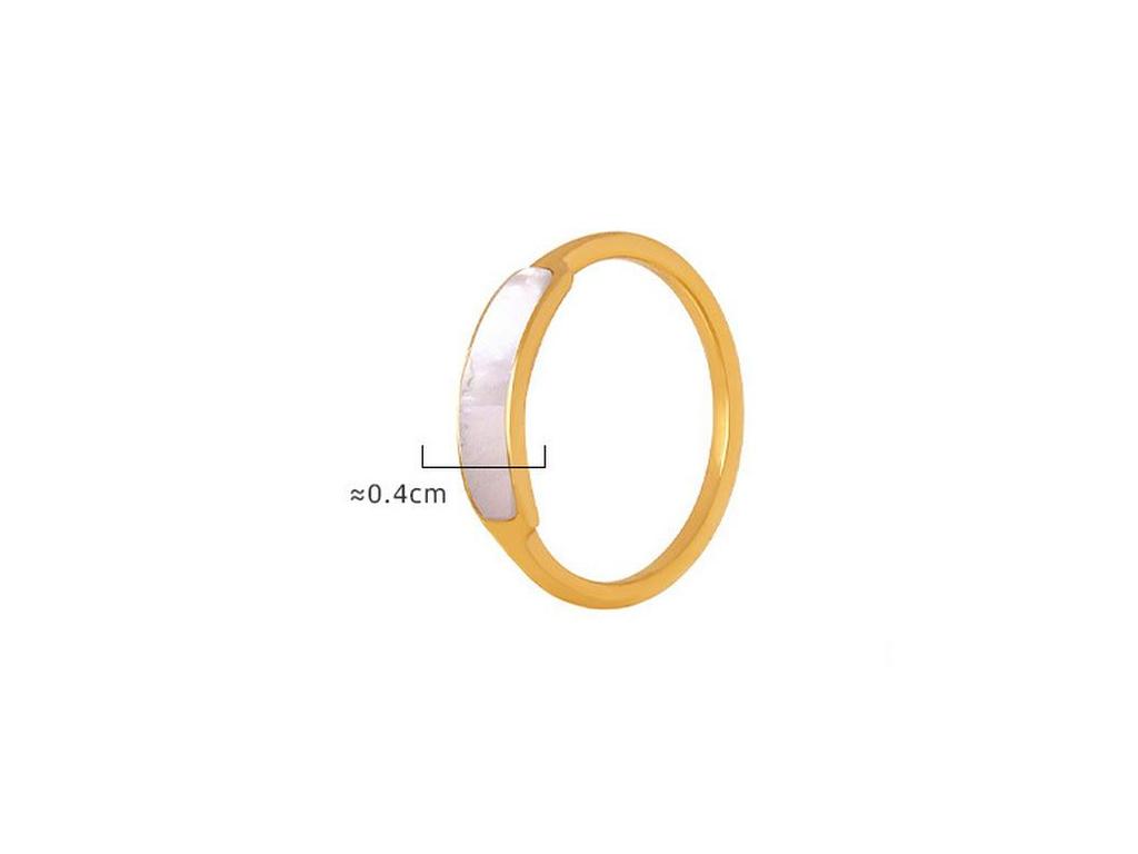 Elegant White Mother-of-Pearl Inlaid Titanium Steel Ring for Women