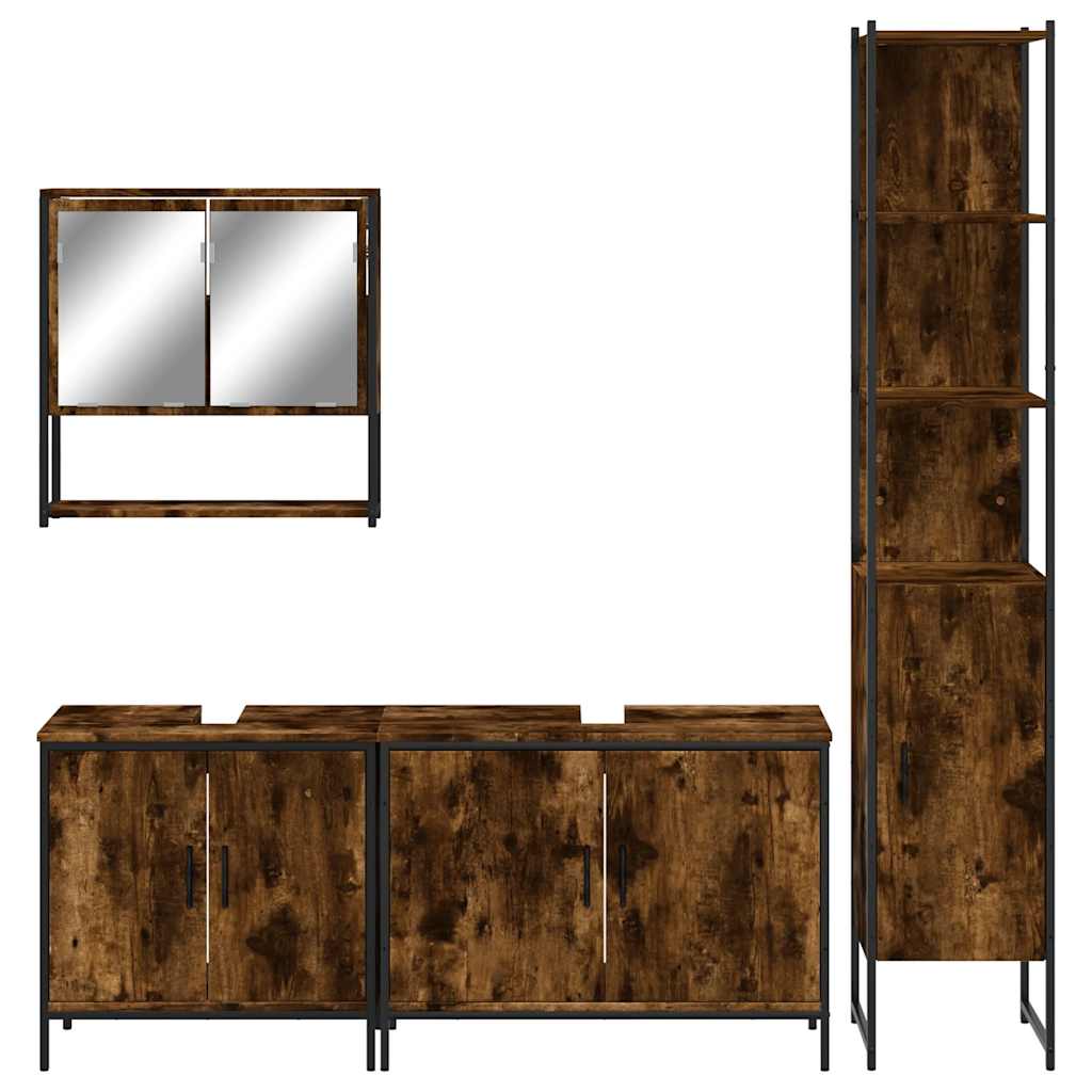 4 piece bathroom furniture set smoked oak wood based material