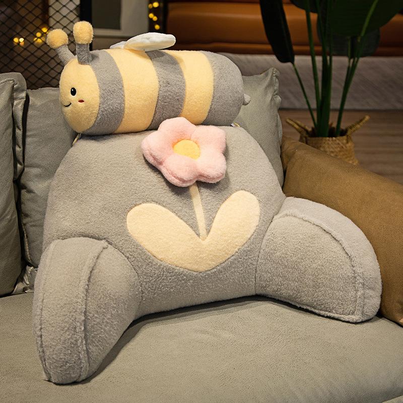 

Новая подушка-пчела Декоративные подушки Подушки для сидения для дивана Мягкий плюш Декор комнаты Офис Мультяшная подушка-спинка 60x45cm