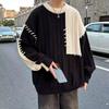 Men's Retro Patchwork Sweater - Thick, Loose Knitwear for Autumn & Winter