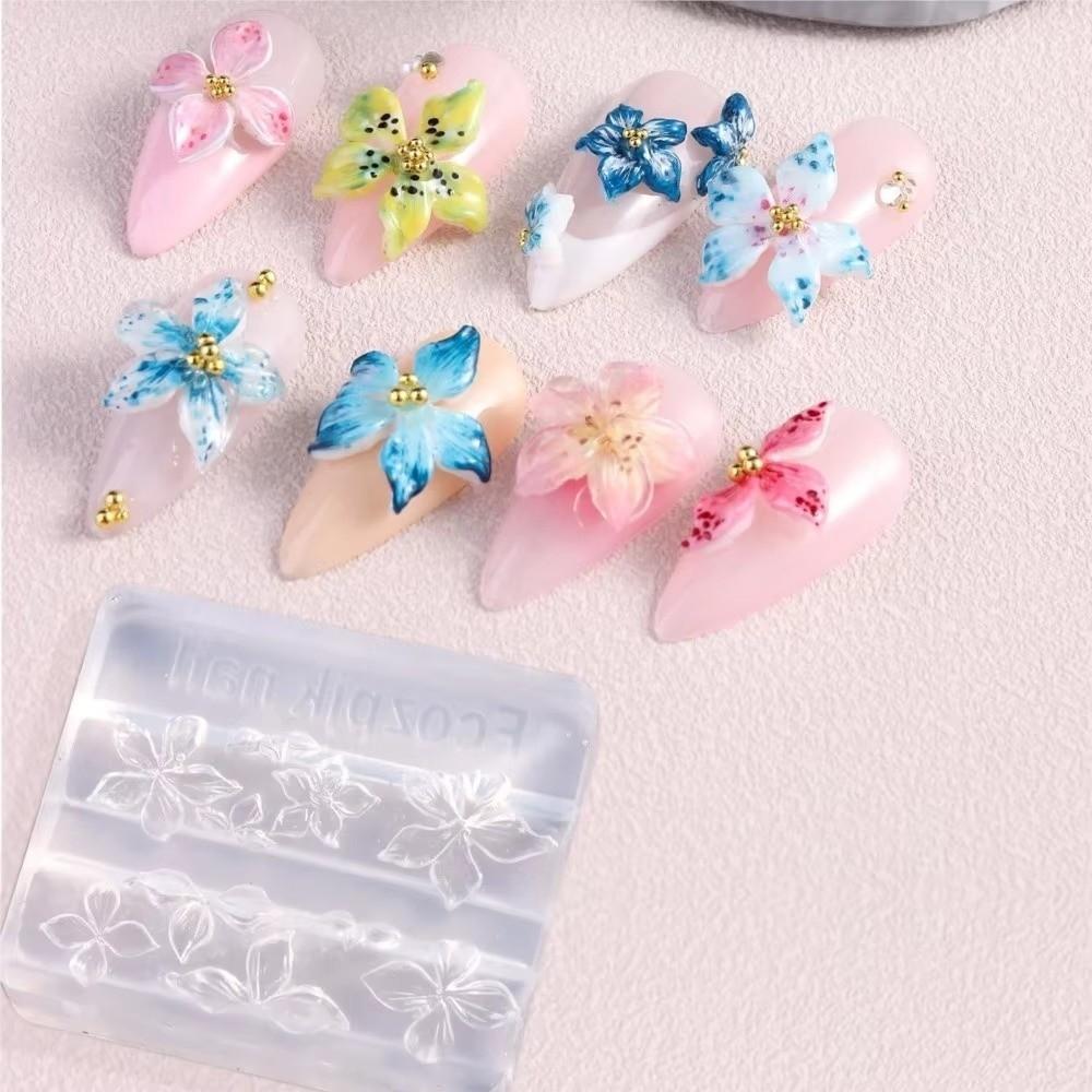 Creative 3Pcs/Set 3D Nail Mold Carving Template UV Resin Resin Molds DIY Nails Nail Art Carving Template