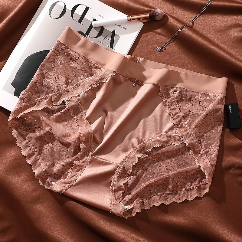 Stor Størrelse Lett Luksus Dameundertøy Sexy Blonder Jacquard Undertøy Pustende Skritt for Kvinner Truser