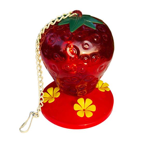 Strawberry Shaped Hummingbird Feeder Outdoor Hanging Red Birds Feeding Station for Window Garden Deck Yard Balcony Decor