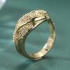 Trendy Inlaid White CZ Flower Women's Ring Classic Gold Color Hand Carving Daily Wear Party Jewelry Anniversary Gift