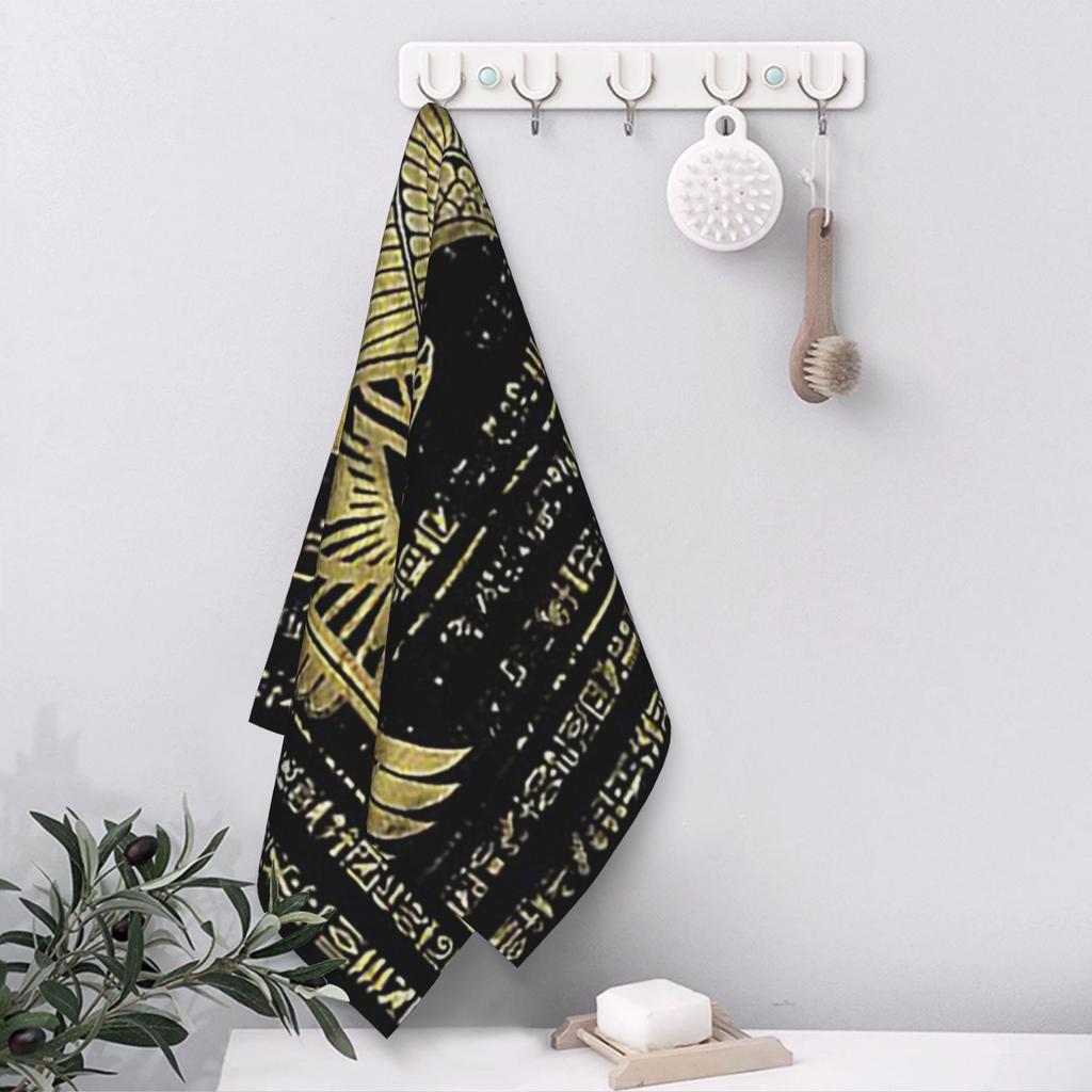Egyptian Eye of Horus Wadjet Gold and Black Soft Face Towel Quick Dry Pool Bath Cotton Towels Absorbent Quick