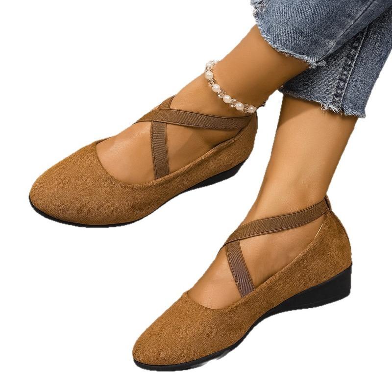 Large size spring new round head cover foot slope heel single shoes women's Doudou shoes sports and leisure shoes women