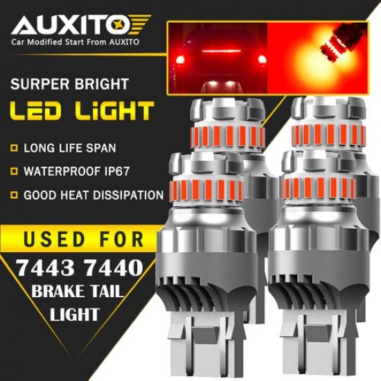 4X 7443 7440 Red Strobe LED Flashing Blinking Brake Light For Honda Accord Civic