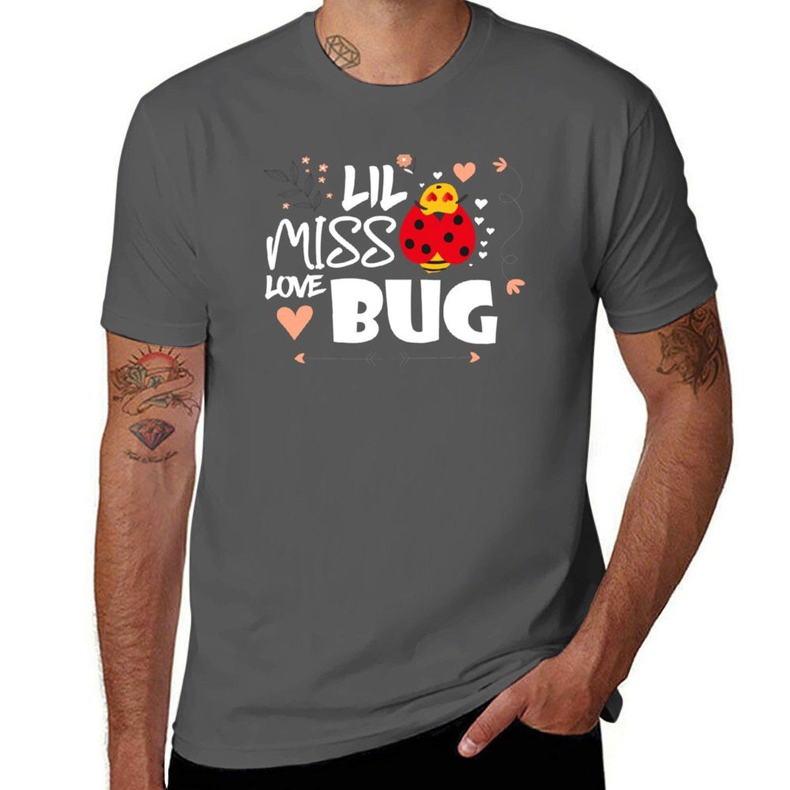 

Lil Miss Love Bug My Valentine,Valentine s day,animal quotes. T-Shirt black cotton t-shirt plain for man package T-Shirt 4XL
