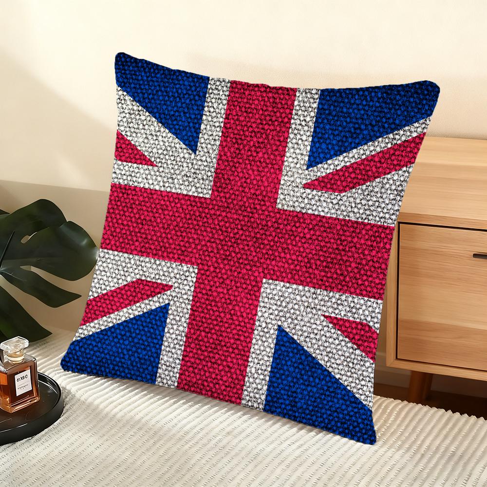 Union Jack Flag Cushion Cover Soft Short Plush Pillow Cover Smooth Cozy Texture Aesthetic Cushion Case Home Decor