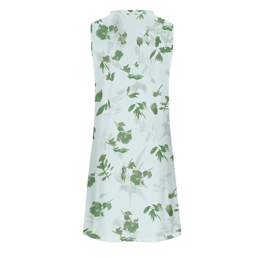 Lässige, ärmellose Kleider für Damen mit U-Ausschnitt und Aufdruck