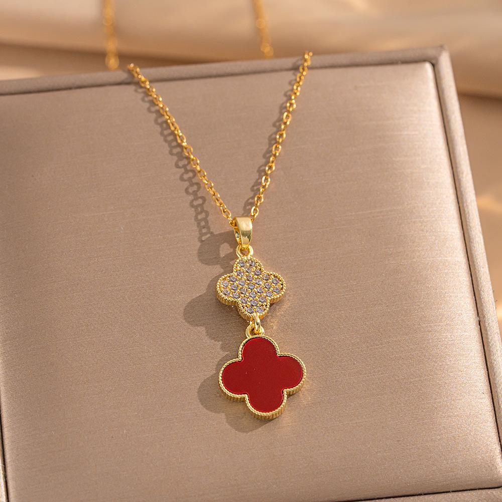 2PCS High-Quality Elegance Luxury Full Zircon Heavy Metal Plated Solid Gold Electroplated Copper Micro-Faceted Earrings Necklace Set Combo