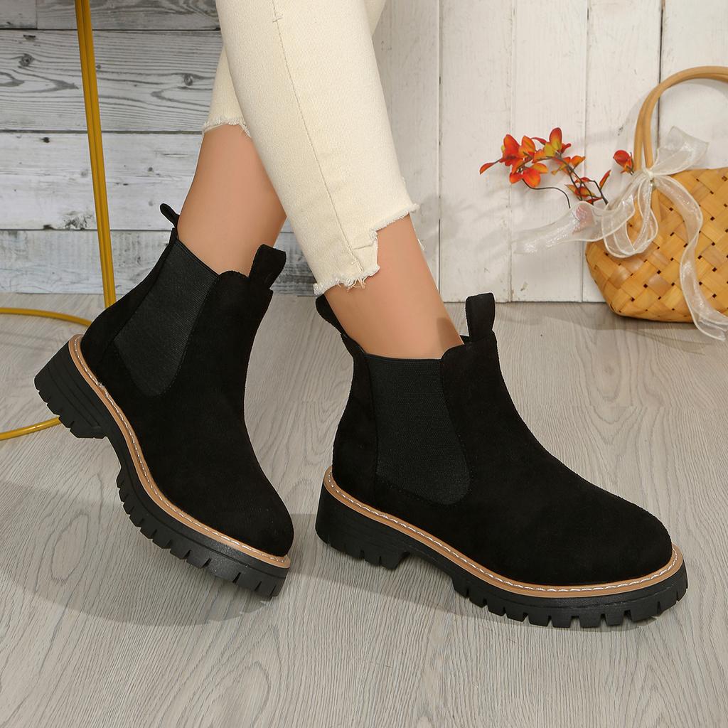 Fashionable New Round Toe Suede Sexy Plus Size Work Boots for Women In Winter Comfortable Thick Soled Anti Slip Riding Boots