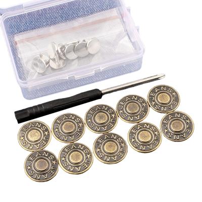 10 Pcs Jeans Buttons 17mm Trousers Replacement Buttons Metal Trouser Button Waistband Button Easy To Use