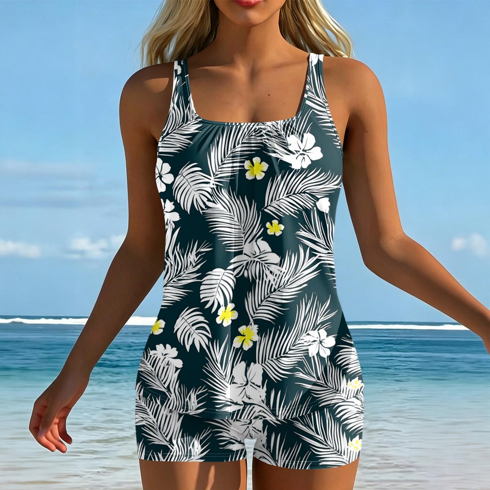 Women s Printed Split Swimsuit Sport Swimsuit Two-Piece Set M