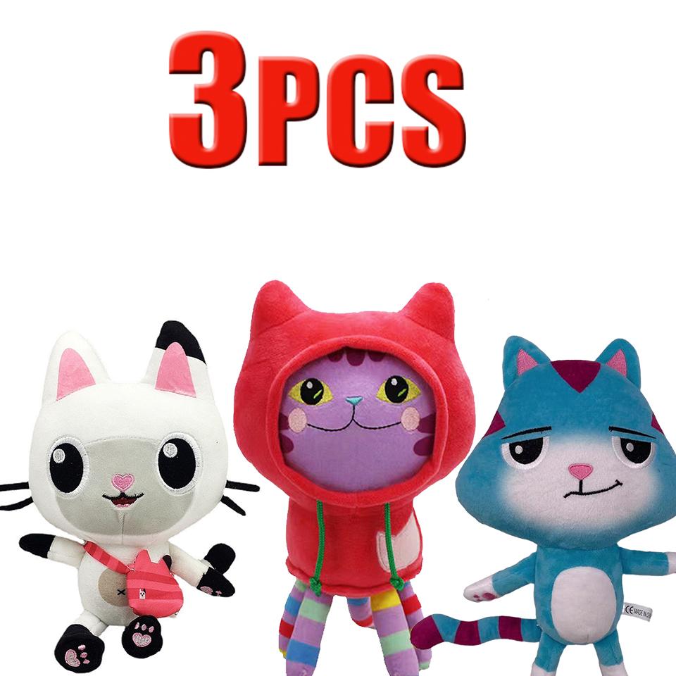 ##8-Piece Gabby Doll House Plush Toy Set 25cm Mermaid Cat Stuffed Animal Cartoon Doll Children's Christmas Gift