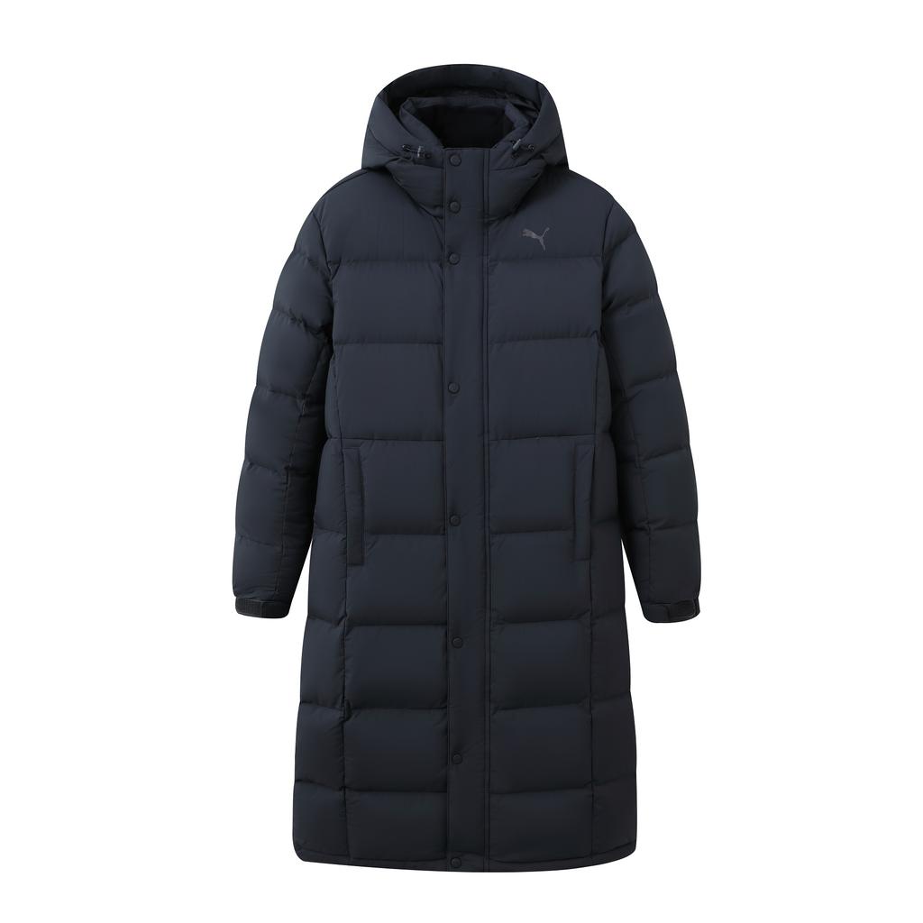 Puma Solid Color Logo Print Single-Breasted Hooded Mid-Length Down Jacket Men Outerwear Black 933541-02