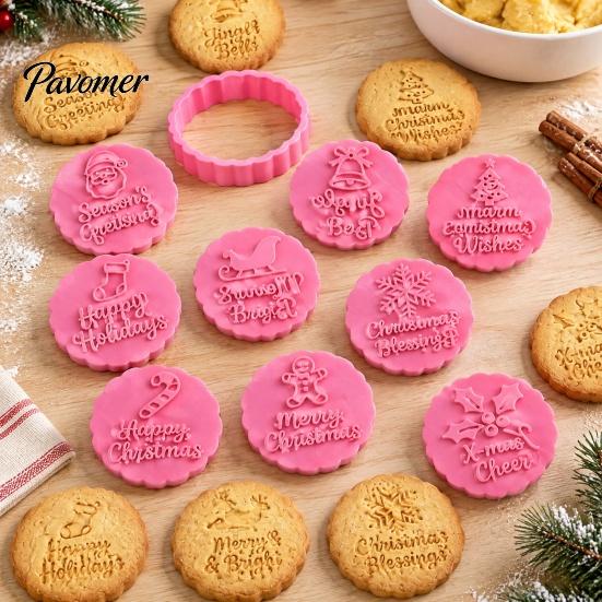Holiday Dessert Molds 11Pcs Christmas Cookie Cutter Set, Gingerbread Man Press Mold with Easy Dough for Cookies Greetings, Plastic Fondant Biscuit
