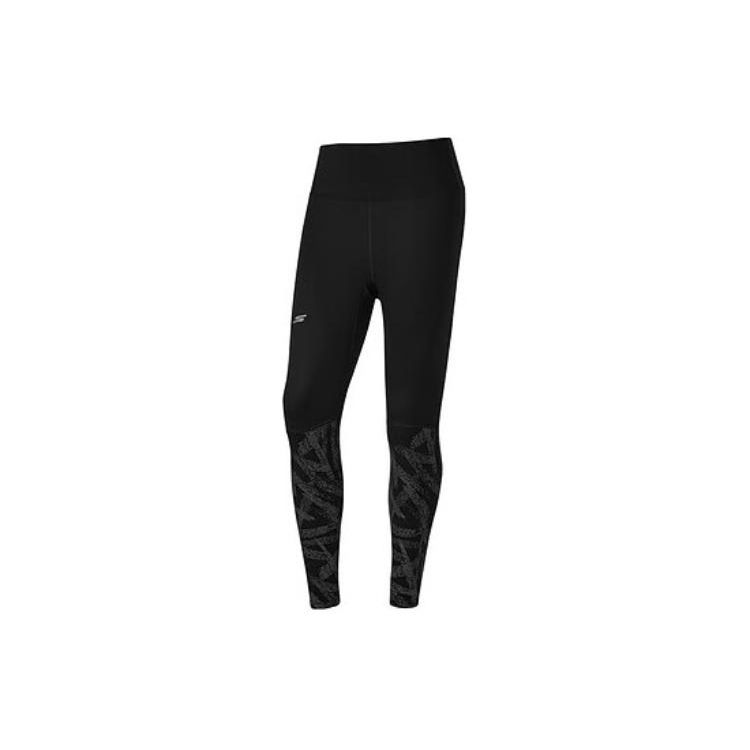 Skechers Comfortable Sports Series Logo Print Knit Leggings Women Leggings Carbon-Black P224W006-0018 S