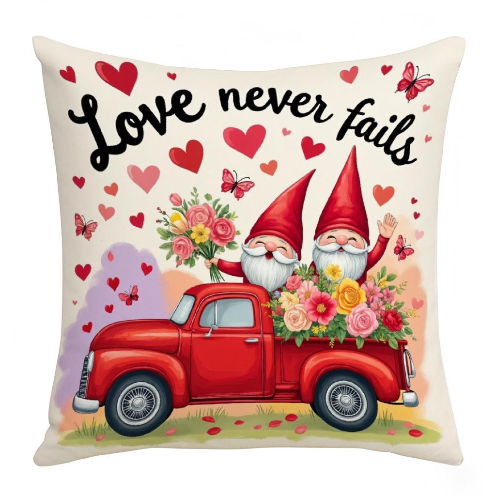 Valentine's Day Pillow Cover Festive Atmosphere Home Decoration Living Room Sofa Cushion Cover Linen Printed Love Tree